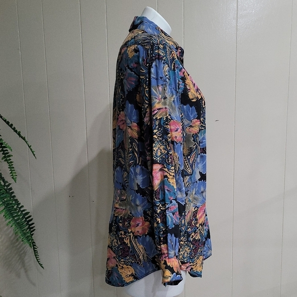 Vintage Abstract Floral Shirt Sz S Oversized Westbound 90's Bohemian Blouse - Picture 8 of 9